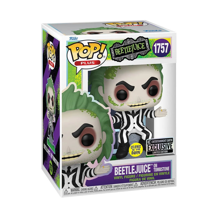 Funko POP! Plus: Beetlejuice on Tombstone (GiTD)(Entertainment Earth)(Damaged Box) #1757