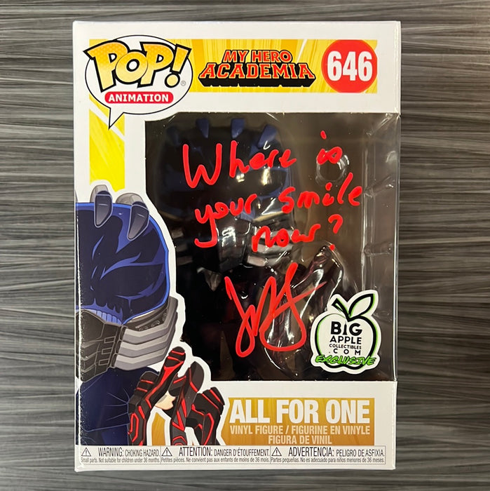 Funko POP! Animation: My Hero Academia - All For One (Big Apple Collectibles)(Signed/John Swasey/JSA) #646