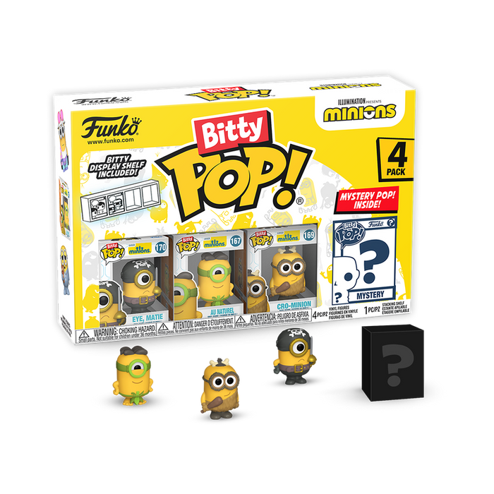 Funko Bitty POP! Movies: Minions - Eye, Matie / Au Naturel / Cro-Minion [4-Pack]