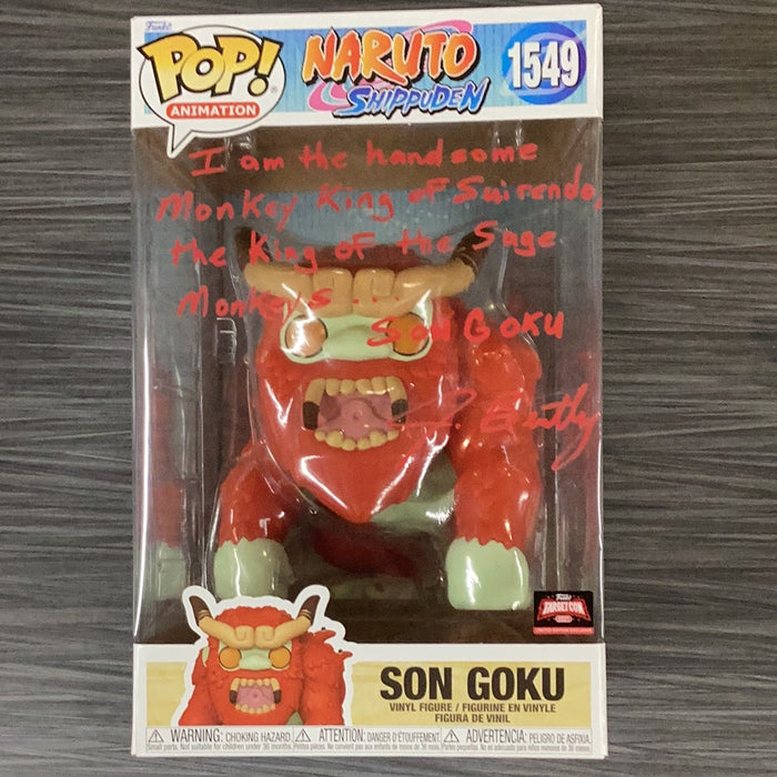 Funko POP! Animation: Naruto Shippuden - Son Goku (Target Con)(Signed/John Bentley/JSA)(Red Signature)(Damaged Box) #1549