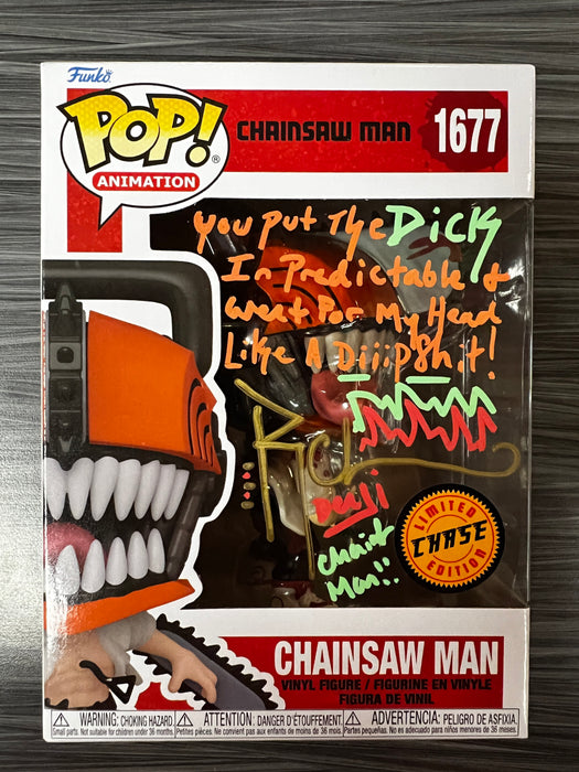 Funko POP! Animation: Chainsaw Man (CHASE)(Signed/Ryan Colt Levy/JSA) #1677