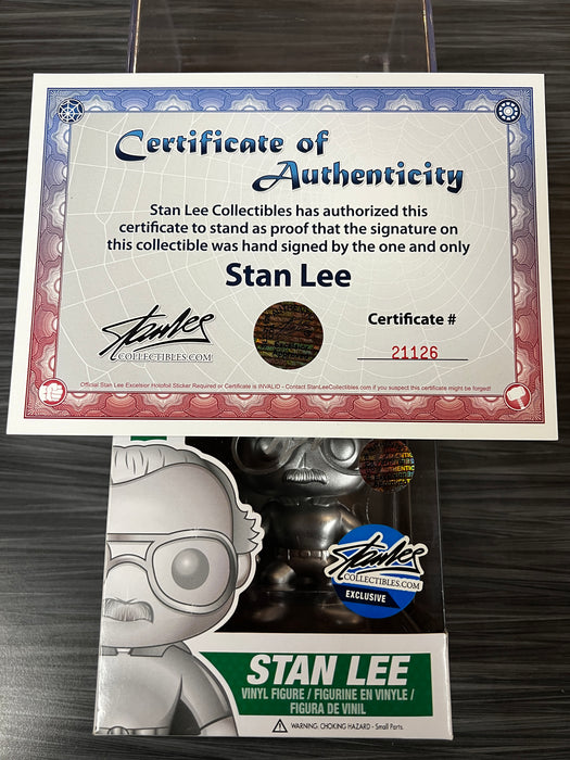 Funko POP! Stan Lee Collectibles: Stan Lee [Superhero Platinum] (Stan Lee Exclusive)(Signed/Stan Lee/Stan lee Collectibles Cert) #03