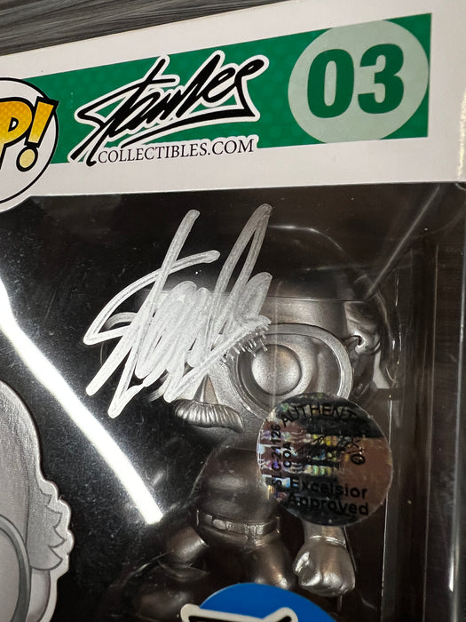 Funko POP! Stan Lee Collectibles: Stan Lee [Superhero Platinum] (Stan Lee Exclusive)(Signed/Stan Lee/Stan lee Collectibles Cert) #03