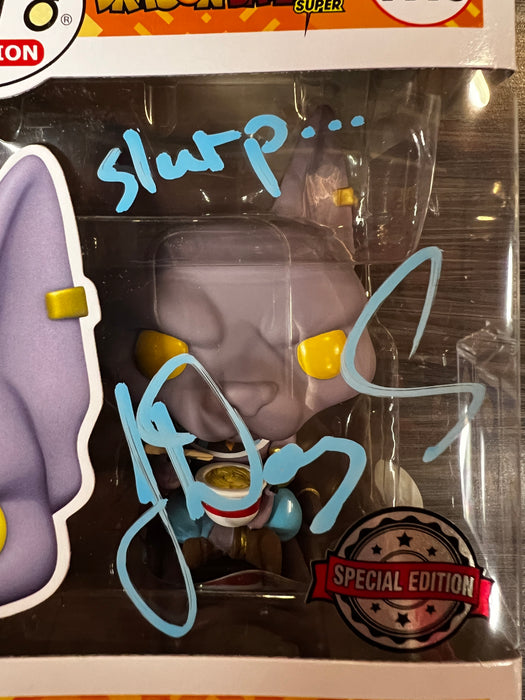 Funko POP! Animation: Dragon Ball Super - Beerus [Eating Noodles](Special Edition)(Signed/Jason Douglas/JSA)(Damaged Box) #1110