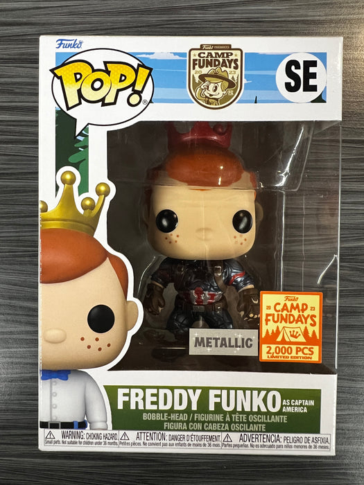 Funko POP! Camp Fundays: Freddy Funko As Captain America (Metallic)(2023 Camp Fundays)(2000PCS)(Damaged Box) #SE