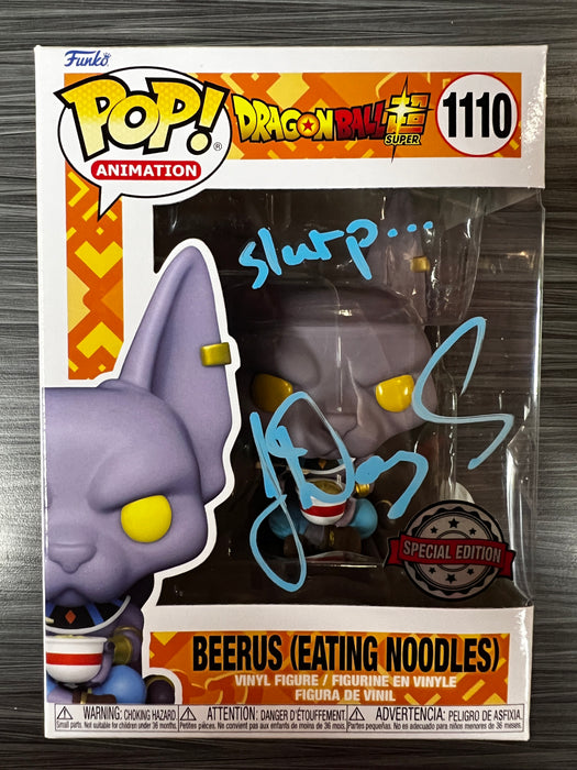 Funko POP! Animation: Dragon Ball Super - Beerus [Eating Noodles](Special Edition)(Signed/Jason Douglas/JSA)(Damaged Box) #1110