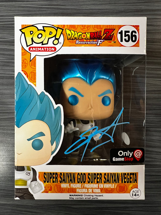 Funko POP! Animation: Dragon Ball Z - Super Saiyan God Super Saiyan Vegeta [Metallic](GameStop)(Signed/Christopher Sabat/JSA) #156