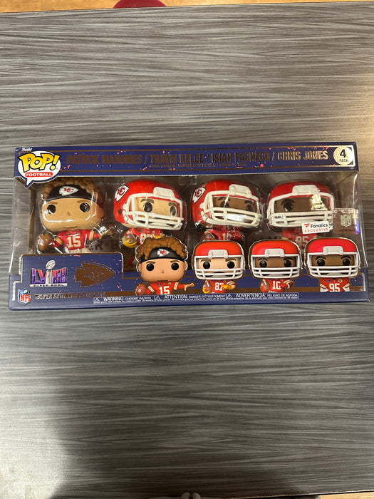 Funko POP! Football: Super Bowl LVIII - Patrick Mahomes II / Travis Kelce / Isiah Pacheco / Chris Jones (Damaged Box) [4-Pack]