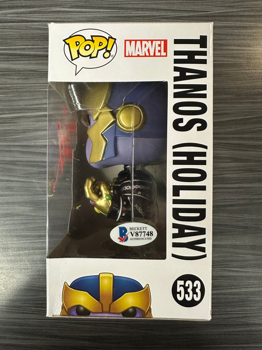 Funko POP! Marvel: Thanos [Holiday] (Signed/Isaac C. Singleton Jr./Beckett)(Damaged Box) #533