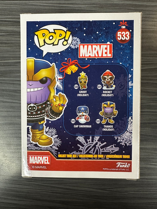 Funko POP! Marvel: Thanos [Holiday] (Signed/Isaac C. Singleton Jr./Beckett)(Damaged Box) #533