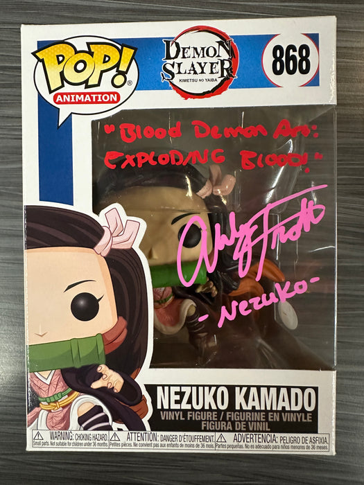 Funko POP! Animation: Demon Slayer - Nezuko Kamado (Signed/Abby Trott/PSA)(Damaged Box) #868