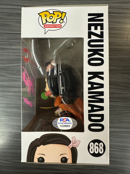 Funko POP! Animation: Demon Slayer - Nezuko Kamado (Signed/Abby Trott/PSA)(Damaged Box) #868