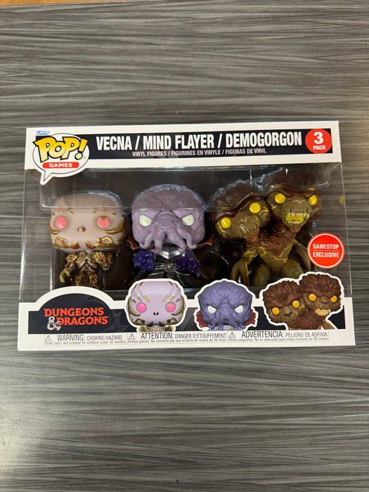 Funko POP! Games: Dungeons & Dragons - Vecna / Mind Flayer / Demogorgon (GameStop)(Damaged Box) [3-Pack]