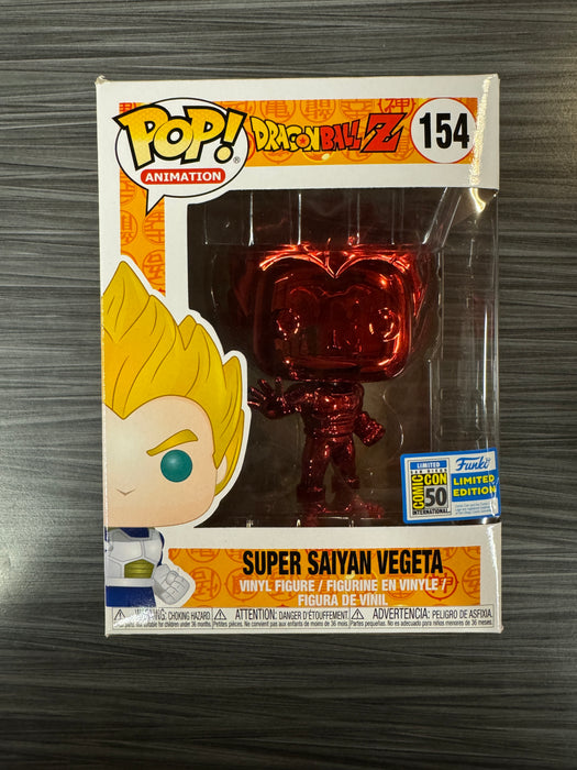 Funko POP! Animation: DBZ - Super Saiyan Vegeta Red Chrome (2019 SDCC)(Damaged Box) #154