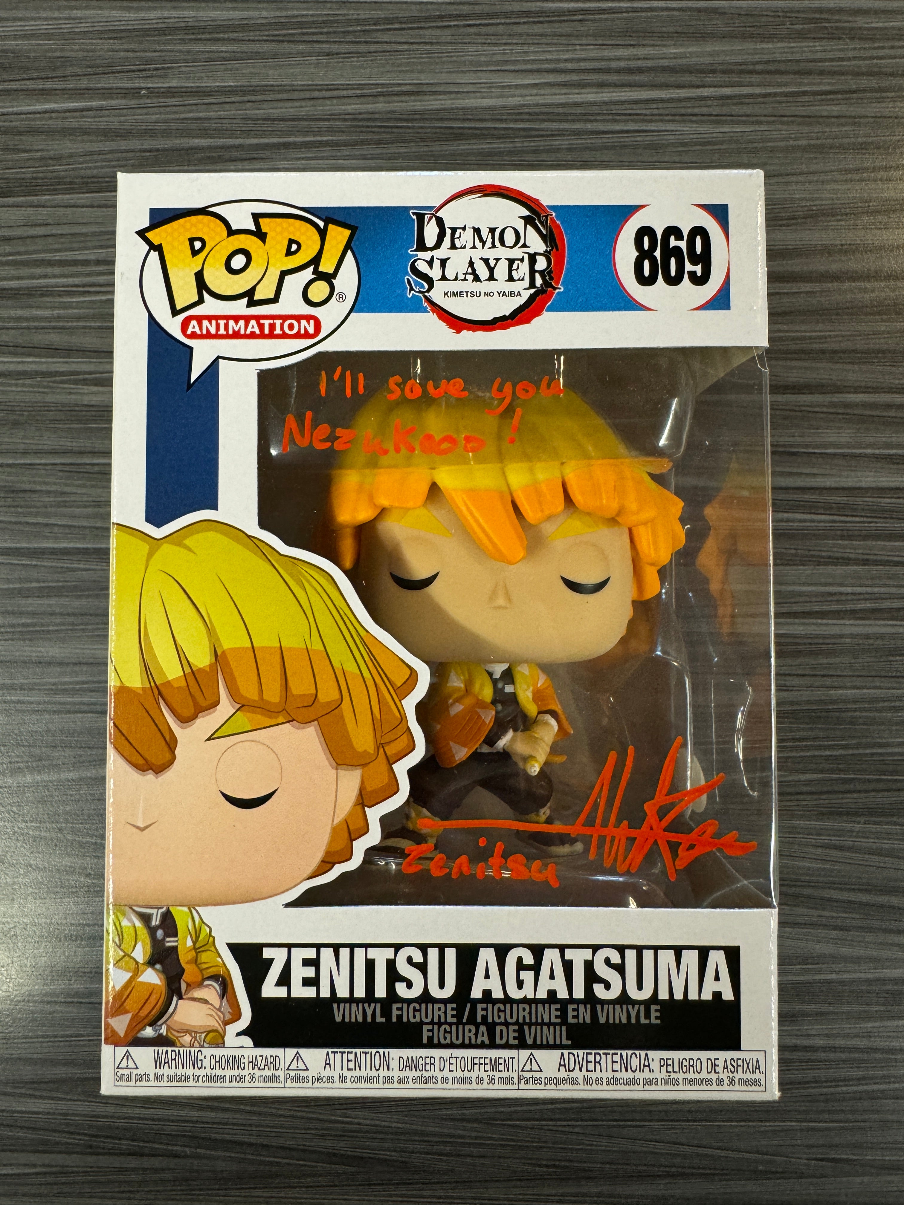 Autographed Zenitsu Funko Pop Aleks offers Le