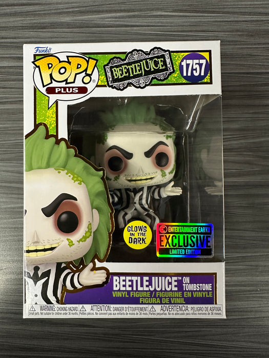 Funko POP! Plus: Beetlejuice on Tombstone (GiTD)(Entertainment Earth)(Damaged Box) #1757