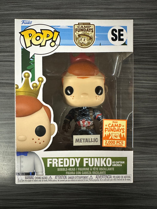 Funko POP! Camp Fundays: Freddy Funko As Captain America (Metallic)(2023 Camp Fundays)(2000PCS)(Damaged Box) [B] #SE