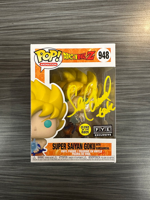 Funko POP! Animation: Dragon Ball Z - Super Saiyan Goku with Kamehameha (GiTD)(FYE Exclusive)(Signed/Sean Schemmel/JSA) #948