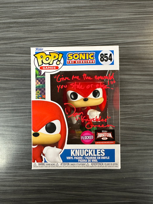 Funko POP! Games: Sonic The Hedgehog - Knuckles (Flocked)(2022 TargetCon)(Signed/Dan Green/JSA) #854