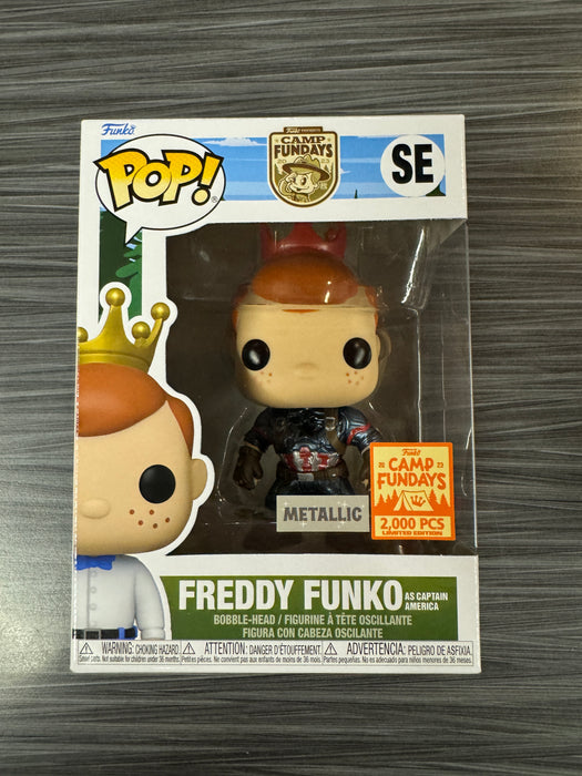 Funko POP! Camp Fundays: Freddy Funko As Captain America (Metallic)(2023 Camp Fundays)(2000PCS)(Damaged Box) #SE