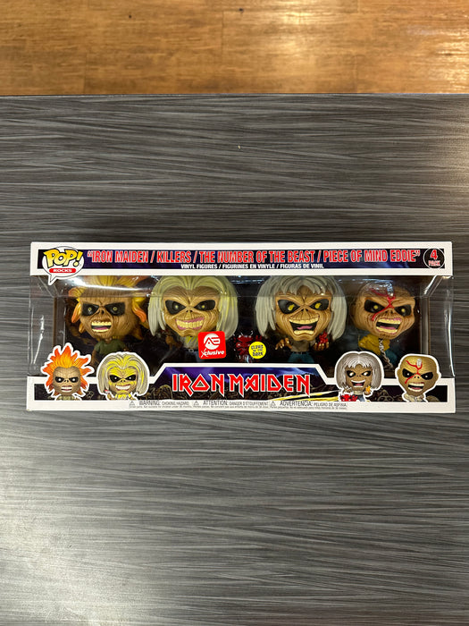 Funko POP! Iron Maiden: Iron Maiden/Killers/Number of The Beast/Piece of Mind Eddie (GiTD)(AE Exclusive)[4 Pack](Damaged Box) [B]