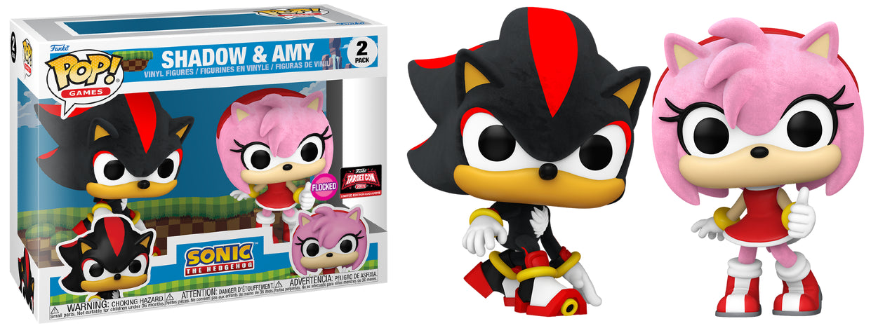 Funko POP! Games: Sonic the Hedgehog - Shadow & Amy [2-Pack] (Flocked)(2024 TargetCon)