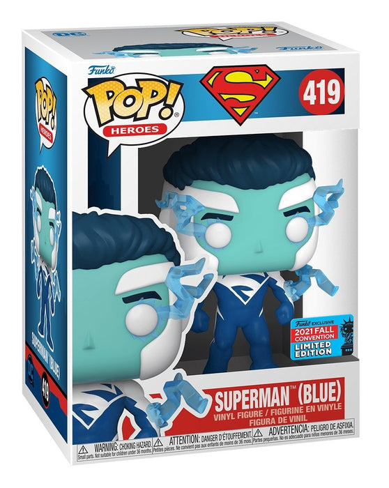 Funko POP! Heroes: Superman - Superman (Blue)(2021 Fall Convention)(Damaged Box) #419