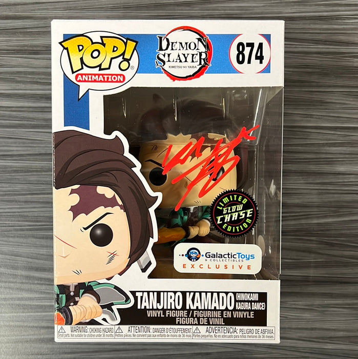 Funko POP! Animation: Demon Slayer - Tanjiro Kamado [Hinokami Kagura Dance](GiTD)(CHASE)(Galactic Toys)(Signed/Zach Aguilar/JSA)[A] #874